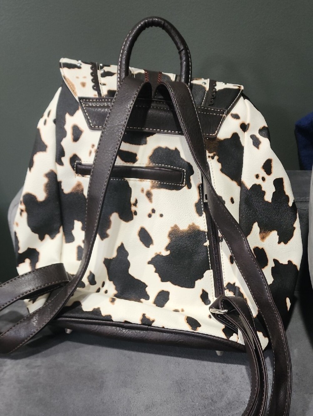 Cow Print & Brown  Western Buckle Backpack - Unbranded - Picture 4 of 7